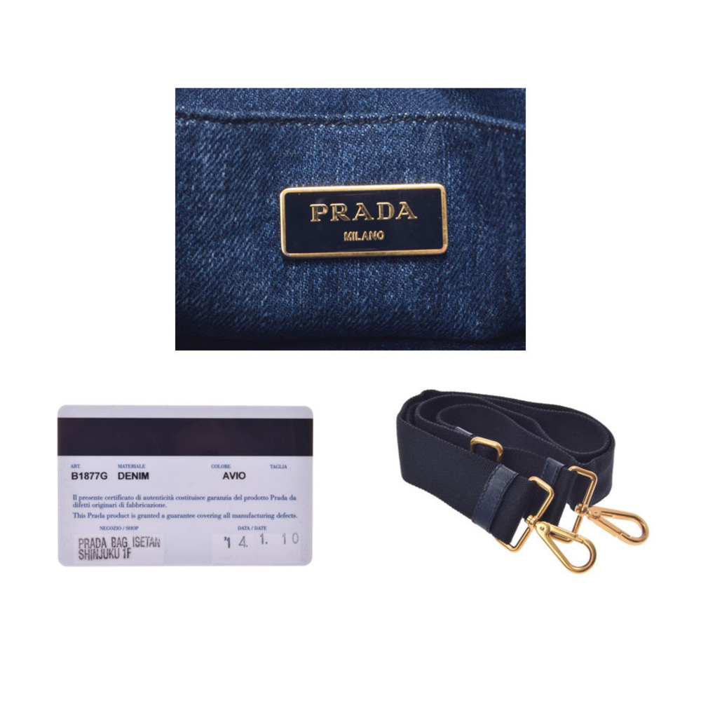 Prada Strap Tote Canapa Blue Denim - Picture 9 of 11